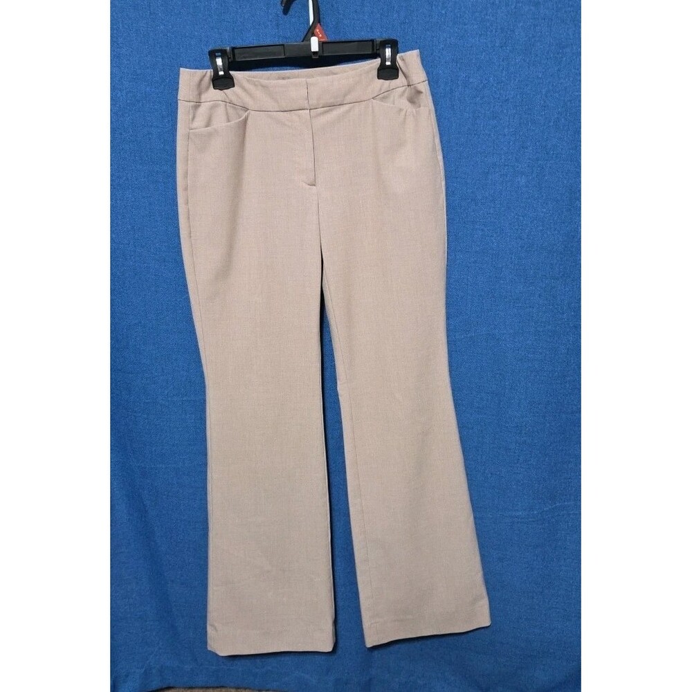 White House Black Market 6 Linen Look Taupe Dress Pants Wide Straight Legs